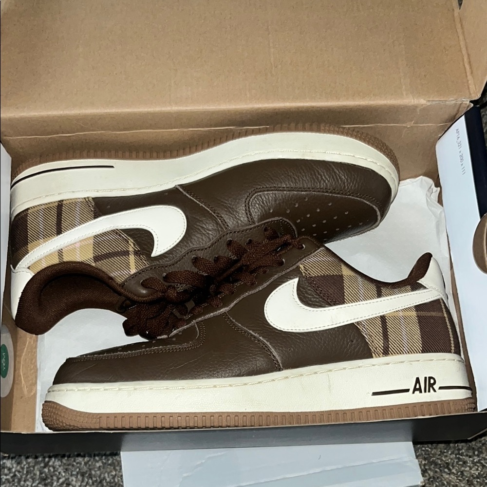 Brown plaid air force ones